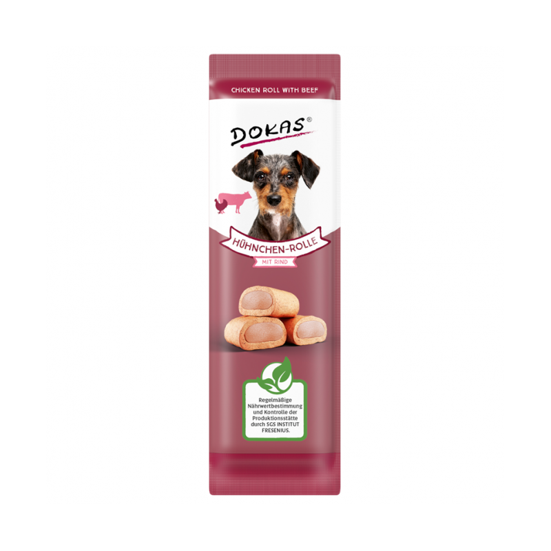 Dokas Dog Snack Hühnchen-Rolle mit Rind 10g