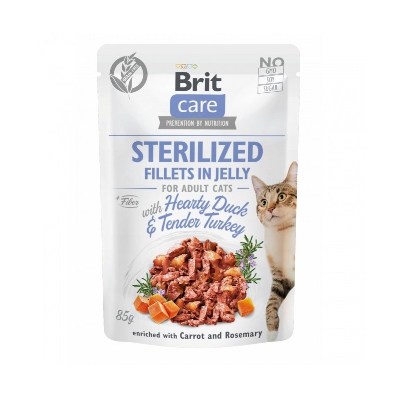 Brit Care Cat PB Fillets in Jelly - Ente & Truthahn Sterilized 85g