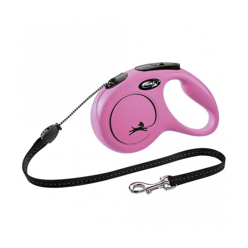 FLEXI Rollleine New CLASSIC Seil - 5m, bis 20kg - Pink