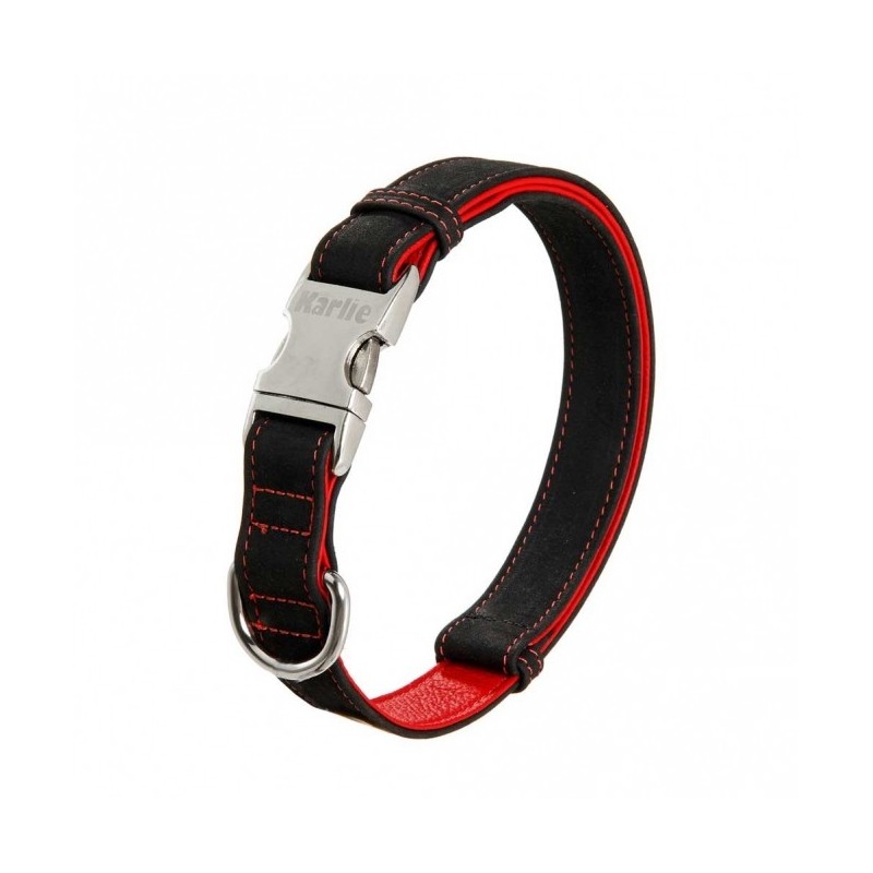 Karlie Buffalo Ultra Halsband - Schwarz/Rot - 40 mm / 55-75 cm