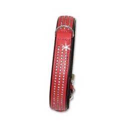 Karlie VINTAGE Strass Halsband 3-reihig - Rot - 24 mm, 40 cm