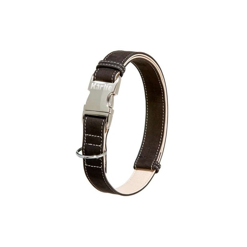 Karlie Buffalo Ultra Halsband - Schwarz/Hellbeige - 25 mm / 45-65 cm