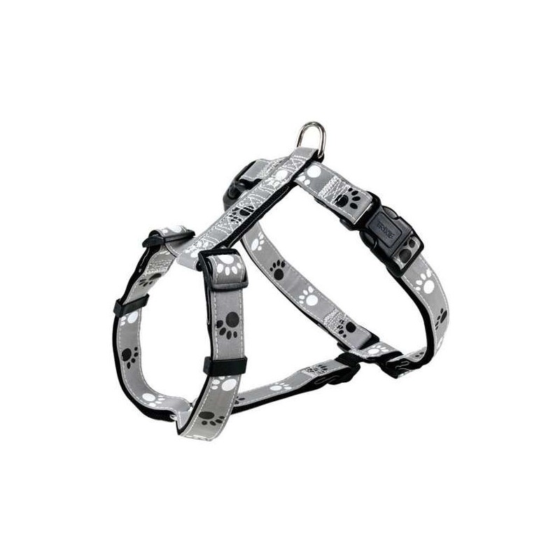 Trixie Geschirr Silver Reflect - Pfotenmotiv - 40-65cm / 20mm