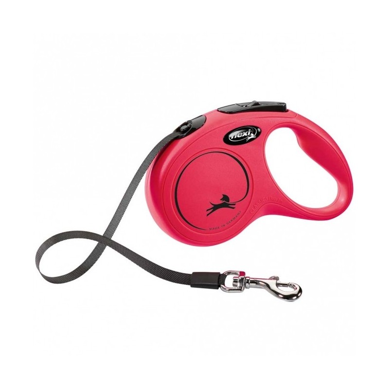 FLEXI Rollleine New CLASSIC Gurt - 5m, bis 15kg - Rot