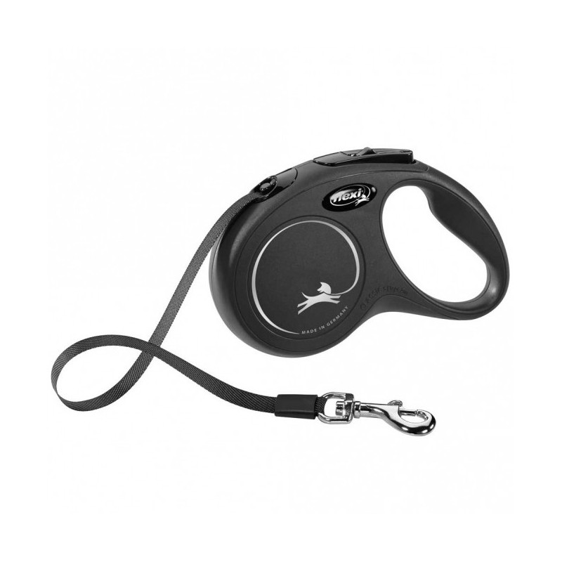 FLEXI Rollleine New CLASSIC Gurt - 5m, bis 15kg - Schwarz