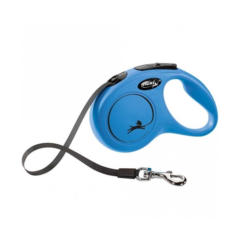FLEXI Rollleine New CLASSIC Gurt - 5m, bis 15kg - Blau