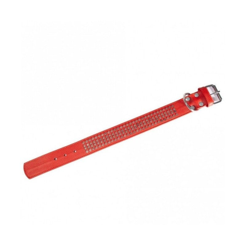 Karlie Vintage Halsband mit 4eck-Nieten 50mm - Rot - 60cm / 50mm Karlie Vintage Halsband mit 4eck-Nieten 50mm - Rot - 60cm / 50mm