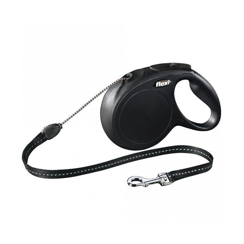 FLEXI Rollleine New CLASSIC Seil - 8m, bis 20kg - Schwarz