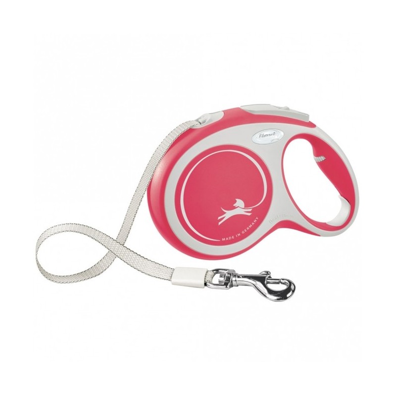 FLEXI Rollleine New COMFORT Gurt - 8m, bis 50kg - rot