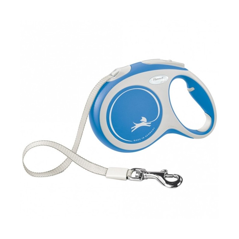 FLEXI Rollleine New COMFORT Gurt - 8m, bis 50kg - blau