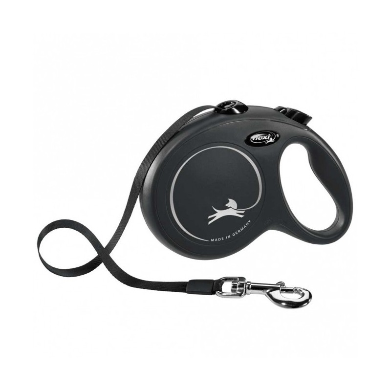 FLEXI Rollleine New CLASSIC Gurt - 5m, bis 50kg - Schwarz