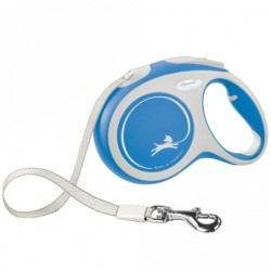 FLEXI Rollleine New COMFORT Gurt - 5m, bis 60kg - blau