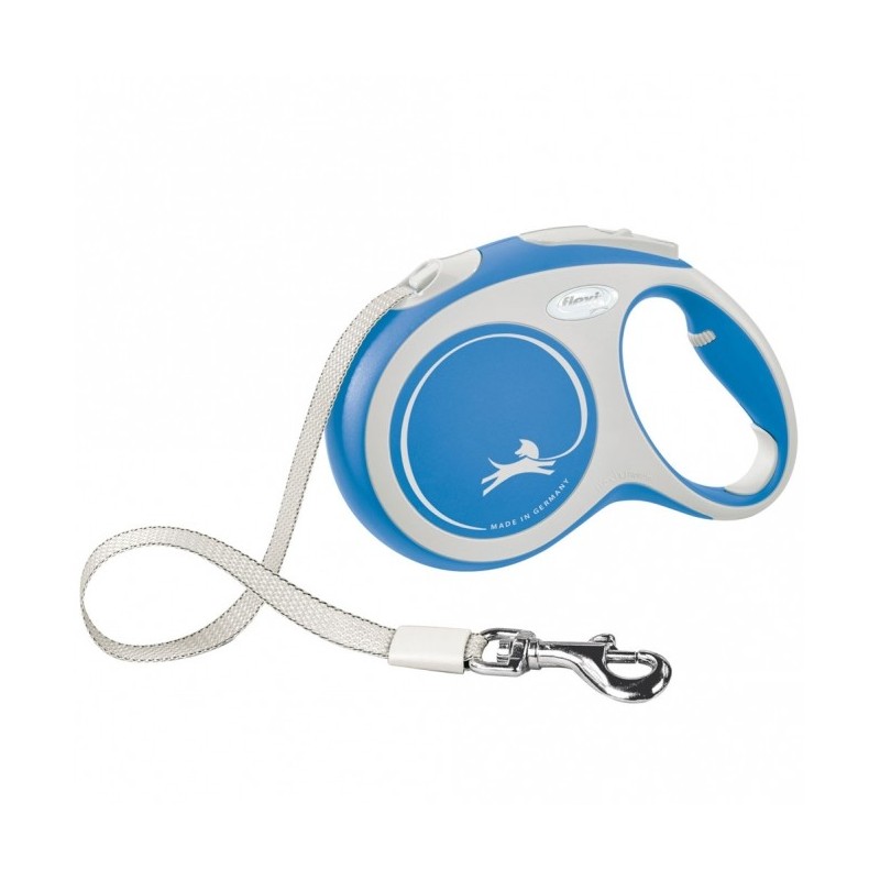 FLEXI Rollleine New COMFORT Gurt - 5m, bis 60kg - blau