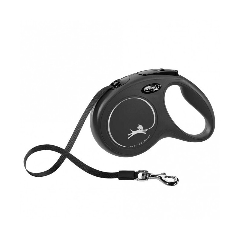 FLEXI Rollleine New CLASSIC Gurt - 5m, bis 25kg - Schwarz