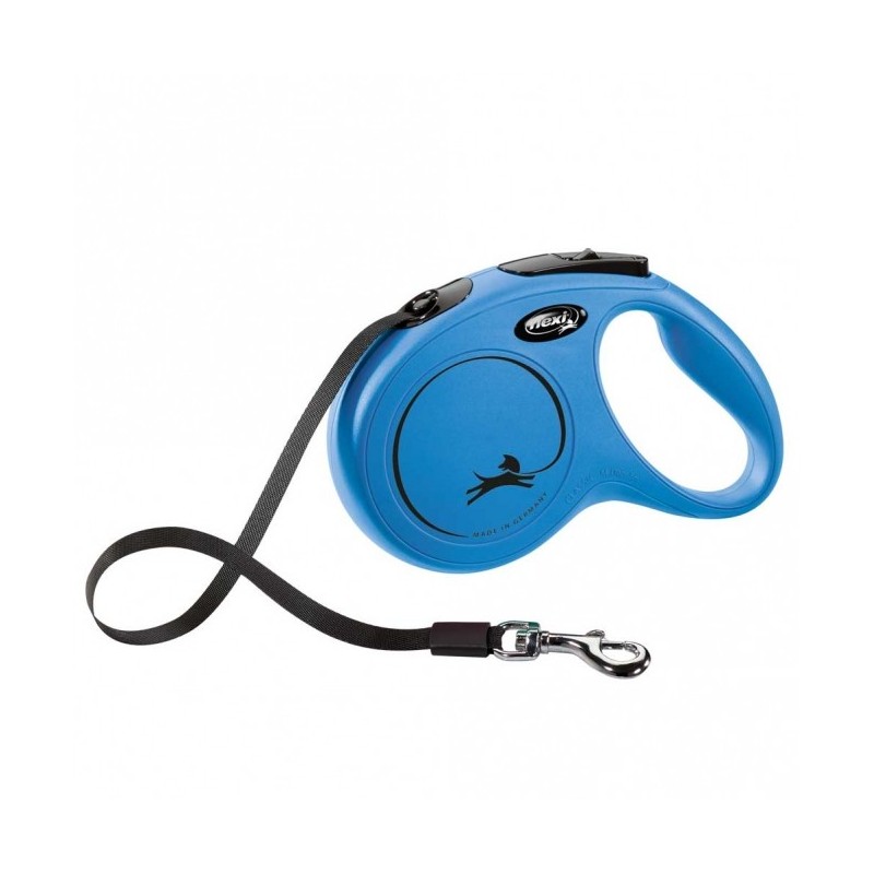 FLEXI Rollleine New CLASSIC Gurt - 5m, bis 25kg - Blau