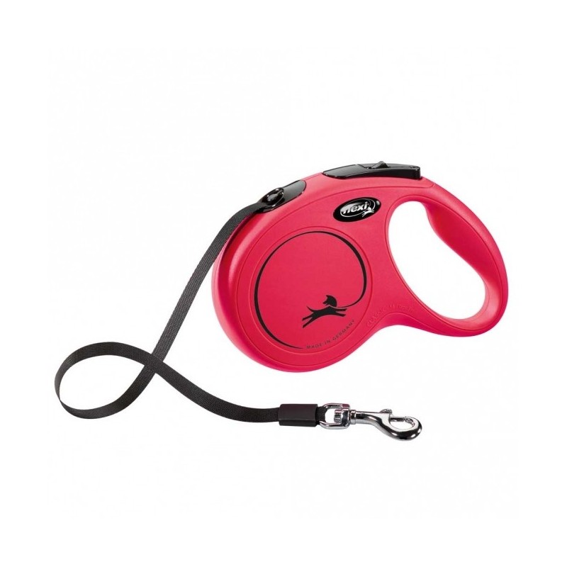FLEXI Rollleine New CLASSIC Gurt - 5m, bis 25kg - Rot