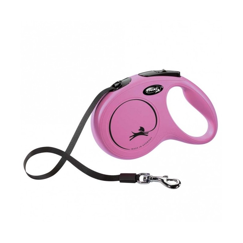 FLEXI Rollleine New CLASSIC Gurt - 5m, bis 25kg - Pink