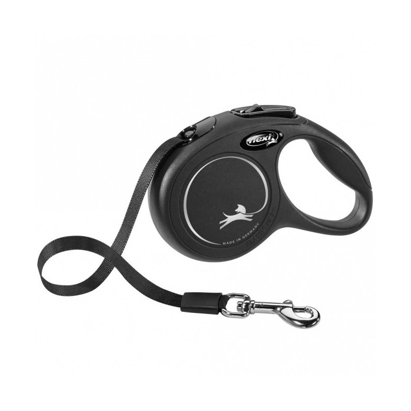 FLEXI Rollleine New CLASSIC Gurt - 3m, bis 12kg - Schwarz