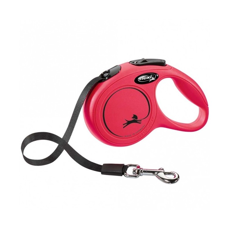 FLEXI Rollleine New CLASSIC Gurt - 3m, bis 12kg - Rot