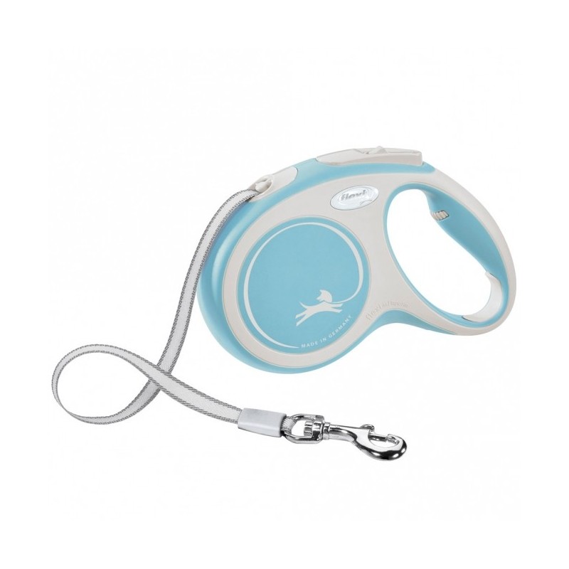 FLEXI Rollleine New COMFORT Gurt - 5m, bis 25kg - hellblau