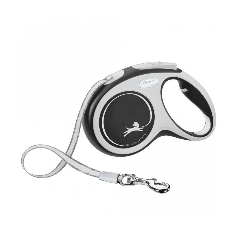 FLEXI Rollleine New COMFORT Gurt - 5m, bis 25kg - schwarz