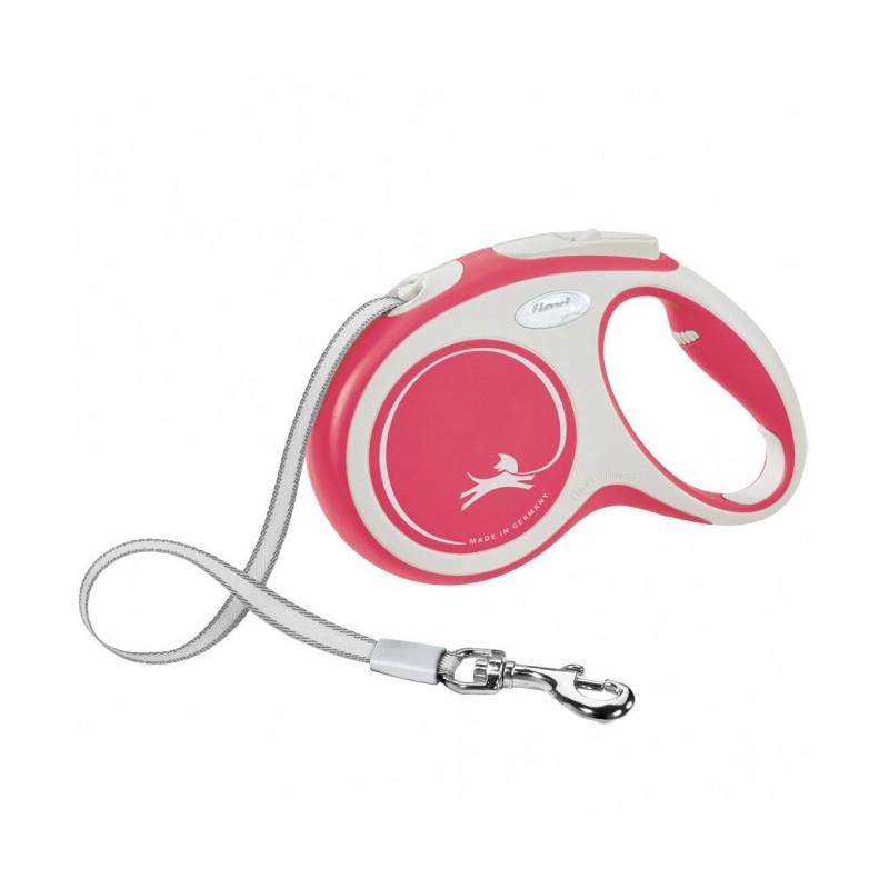 FLEXI Rollleine New COMFORT Gurt - 5m, bis 25kg - rot