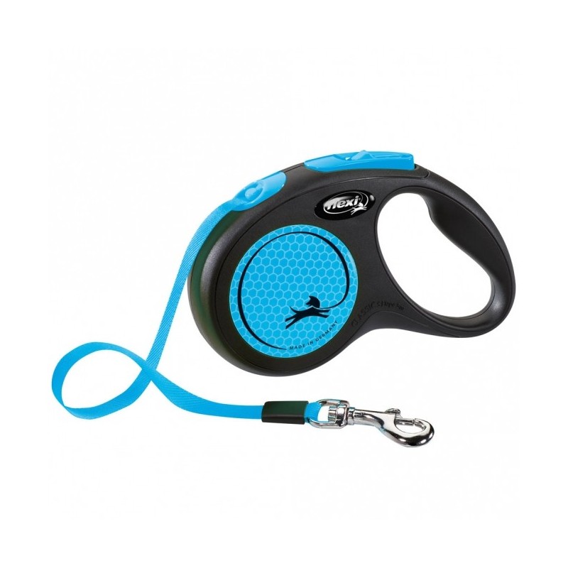 Flexi New Classic Neon Gurt-Roll-Leine - S / Blau Flexi New Classic Neon Gurt-Roll-Leine - S / Blau