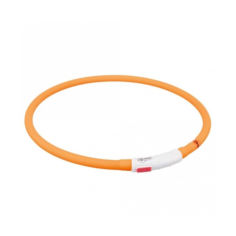 Trixie Flash Leuchtring USB aus Silikon - orange