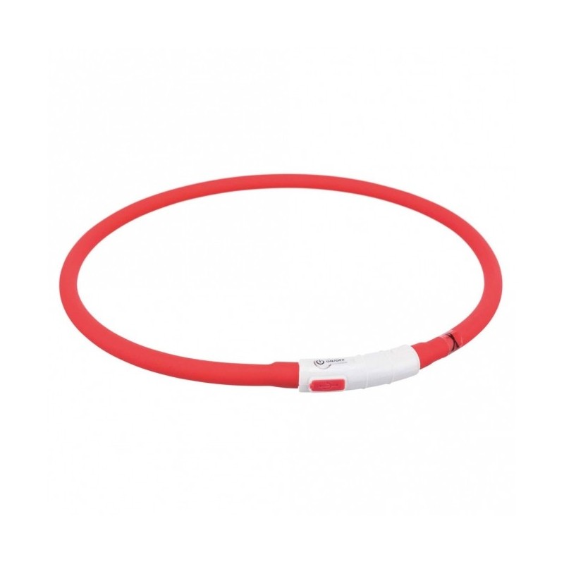 Trixie Flash Leuchtring USB aus Silikon - rot