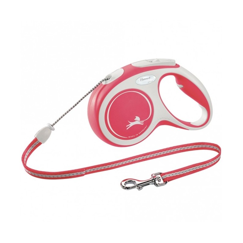 FLEXI Rollleine New COMFORT Seil - 5m, bis 20kg - rot