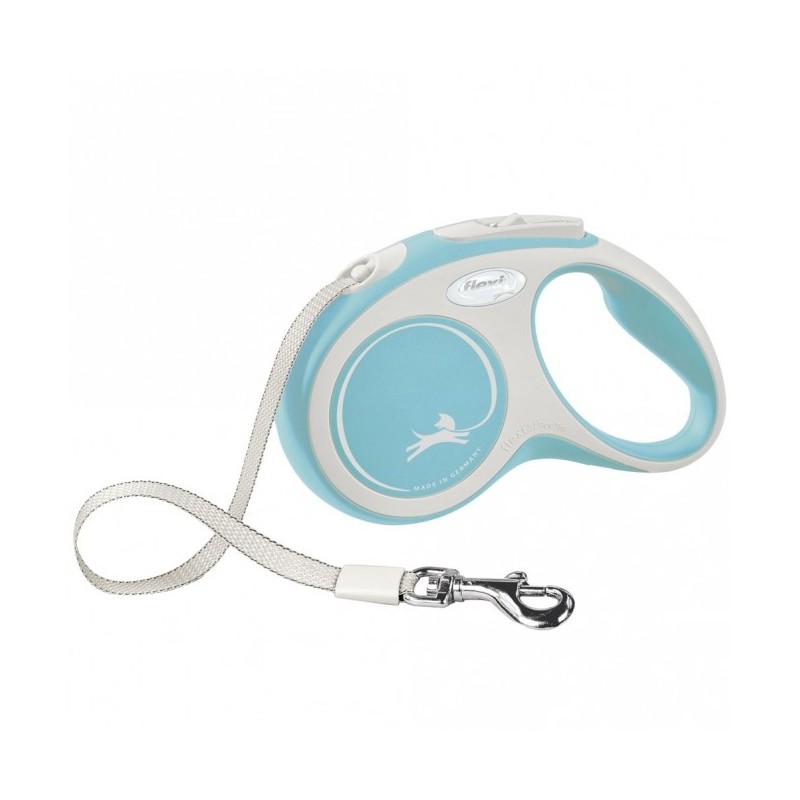 FLEXI Rollleine New COMFORT Gurt - 5m, bis 15kg - hellblau
