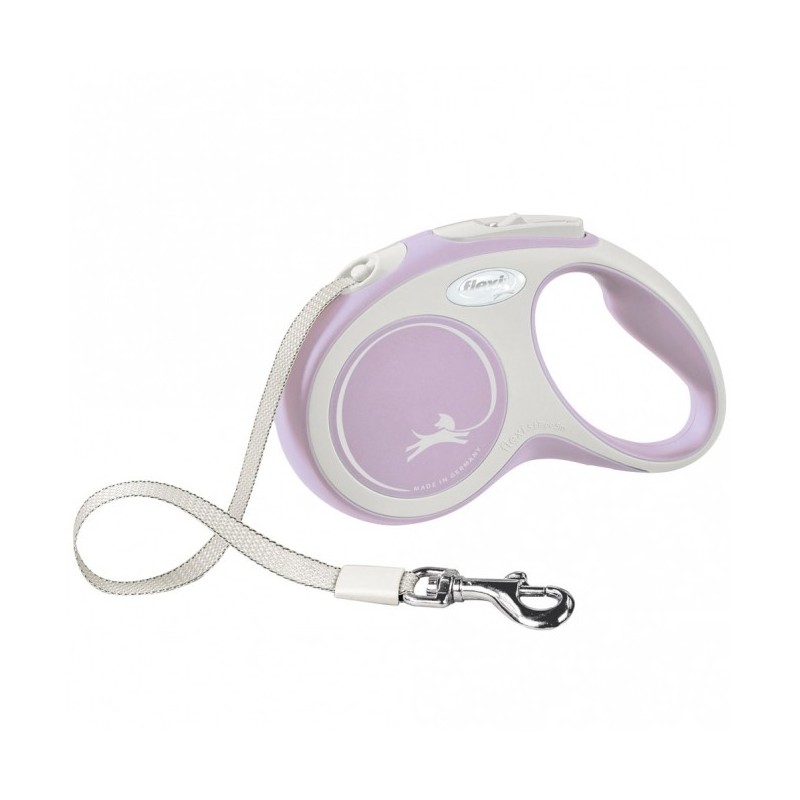 FLEXI Rollleine New COMFORT Gurt - 5m, bis 15kg - rosa