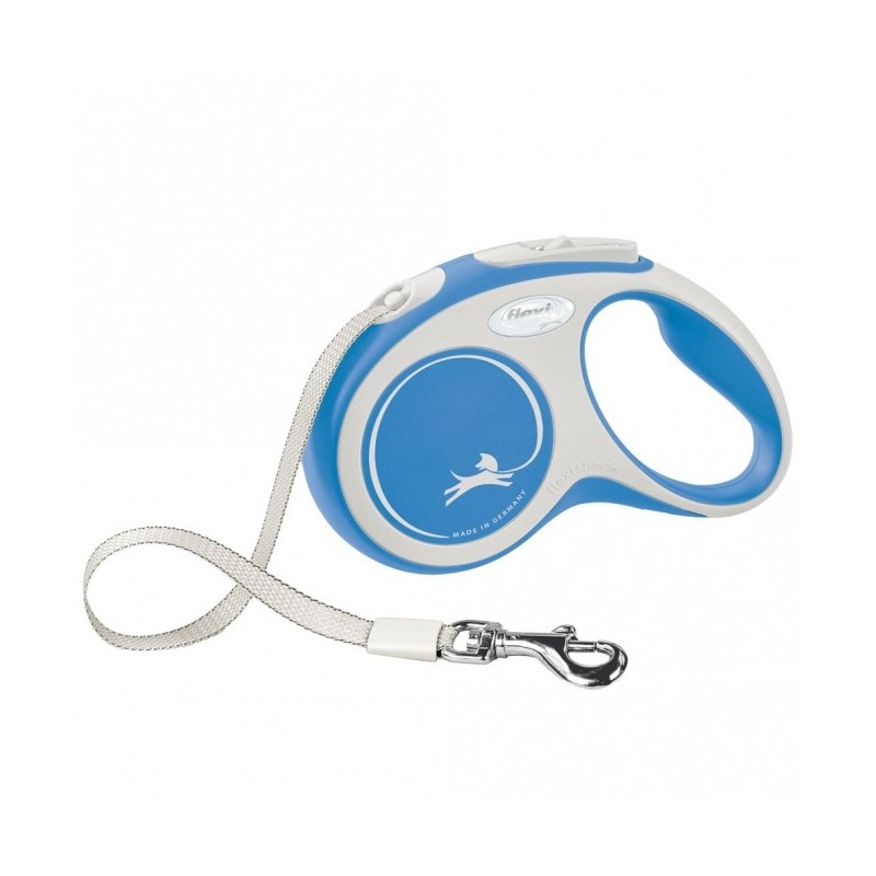 FLEXI Rollleine New COMFORT Gurt - 5m, bis 15kg - blau