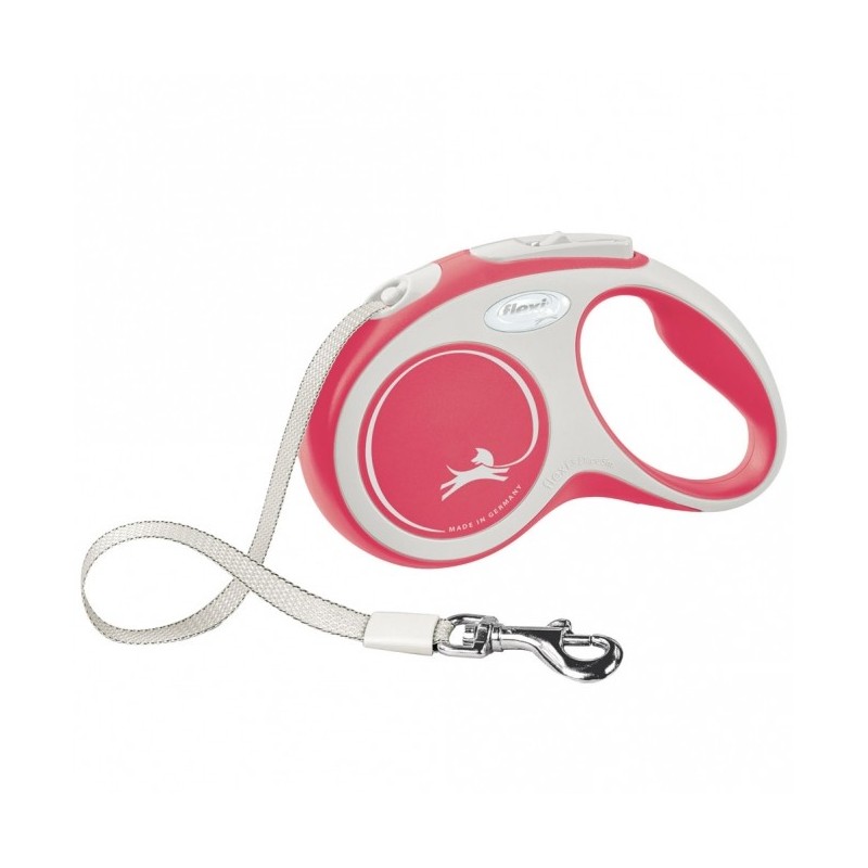 FLEXI Rollleine New COMFORT Gurt - 5m, bis 15kg - rot