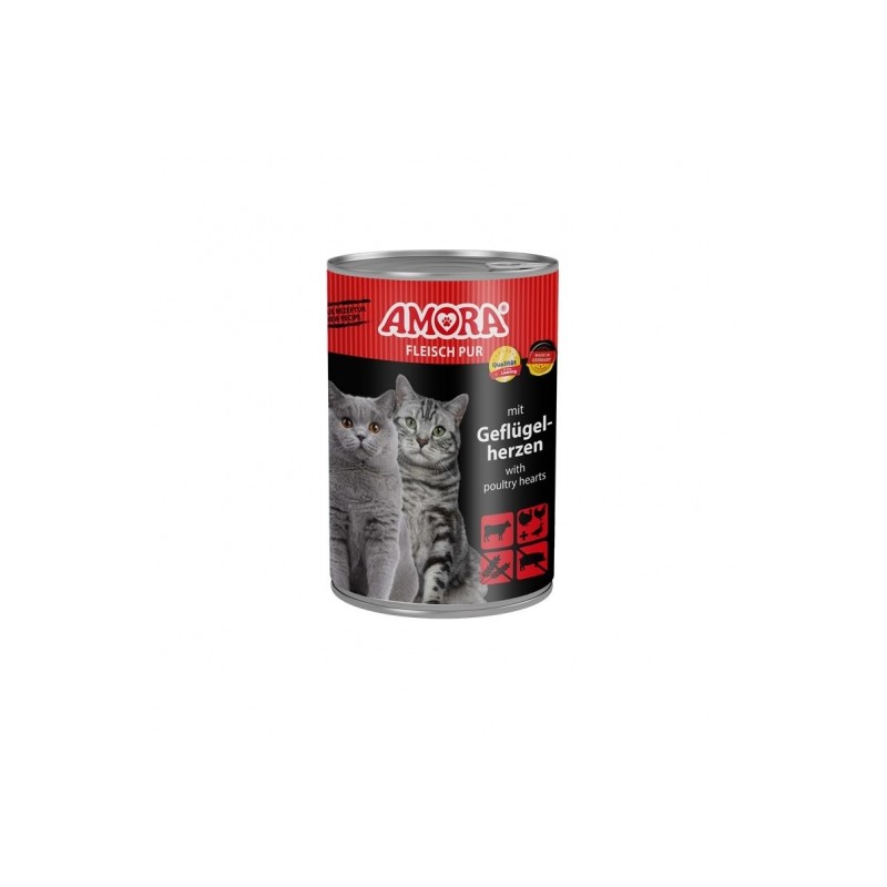 Amora Cat Fleisch Pur mit Geflügelherzen - 400g Amora Cat Fleisch Pur mit Geflügelherzen - 400g