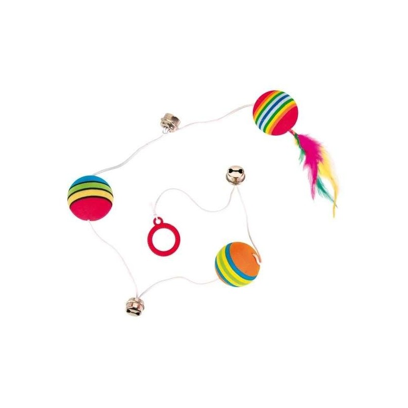 Trixie 3 Rainbow-Bälle am Gummiband mit Glöckchen Trixie 3 Rainbow-Bälle am Gummiband mit Glöckchen